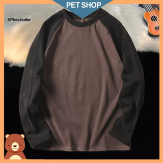 Polyester Men Outerwear Comfortable Sweatshirt Men's Patchwork Oversized Pullover Round Neck Casual Streetwear Soft Warm