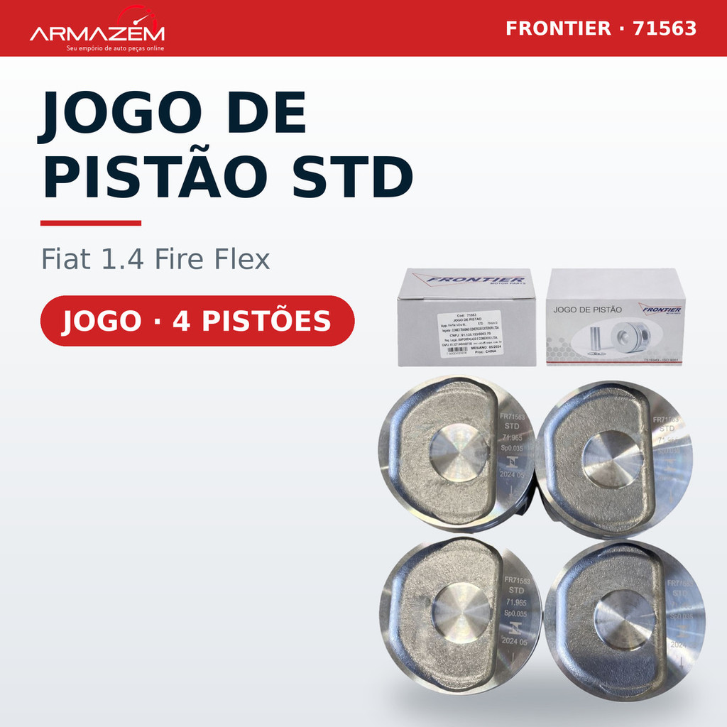Jogo de Pistão STD Frontier Fiat Palio Punto Grand Siena Fiorino 1.4 Fire Flex
