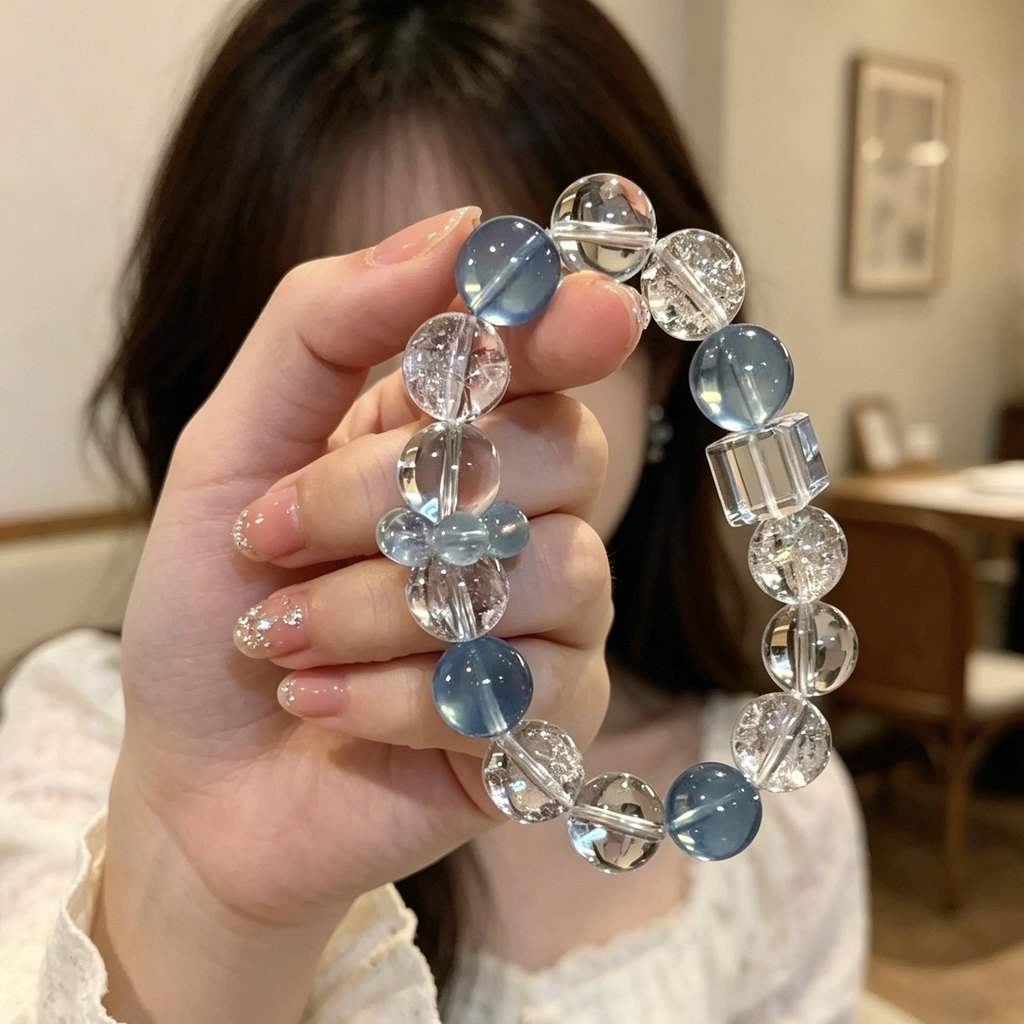 Gelo transparente água-marinha pulseira de cristal branco feminino ins luz luxo legal sentir nicho Design namoradas pres