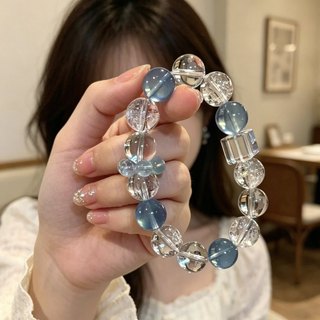 Gelo transparente água-marinha pulseira de cristal branco feminino ins luz luxo legal sentir nicho Design namoradas pres