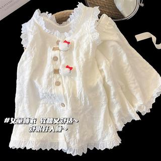 Pijama infantil estilo princesa, colete feminino, Shorts, verão, estilo fino, nuvem, algodão, 2026, novo estilo, doce, m