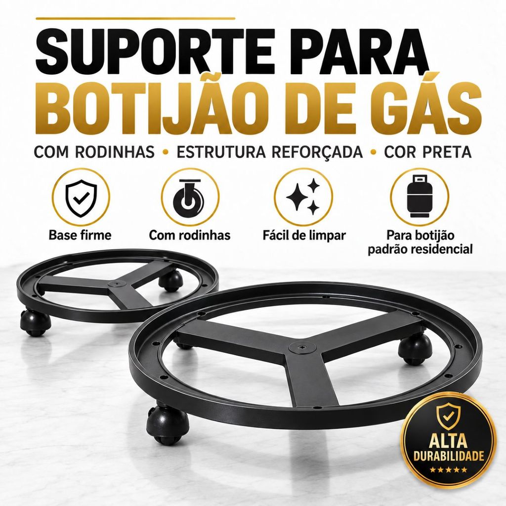 SUPORTE PARA BOTIJÃO DE GÁS MULTIUSO REFORÇADO COM RODINHAS PLANTAS VASOS JARDINAGEM UTILIDADE DOMÉSTICA