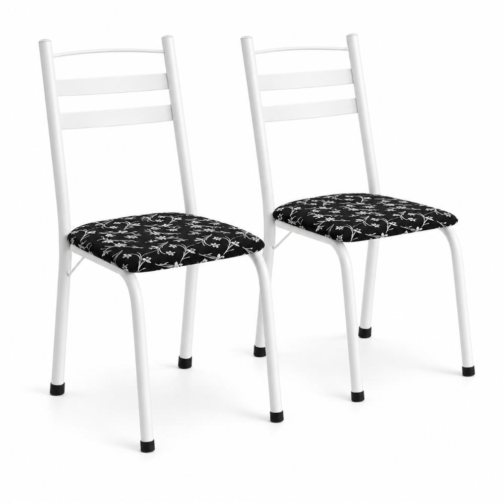 Conjunto Com 2 Cadeiras Tubular Itália Branco Floral Artefamol