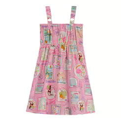 Vestido Infantil Menina Stamp Elian Rosa