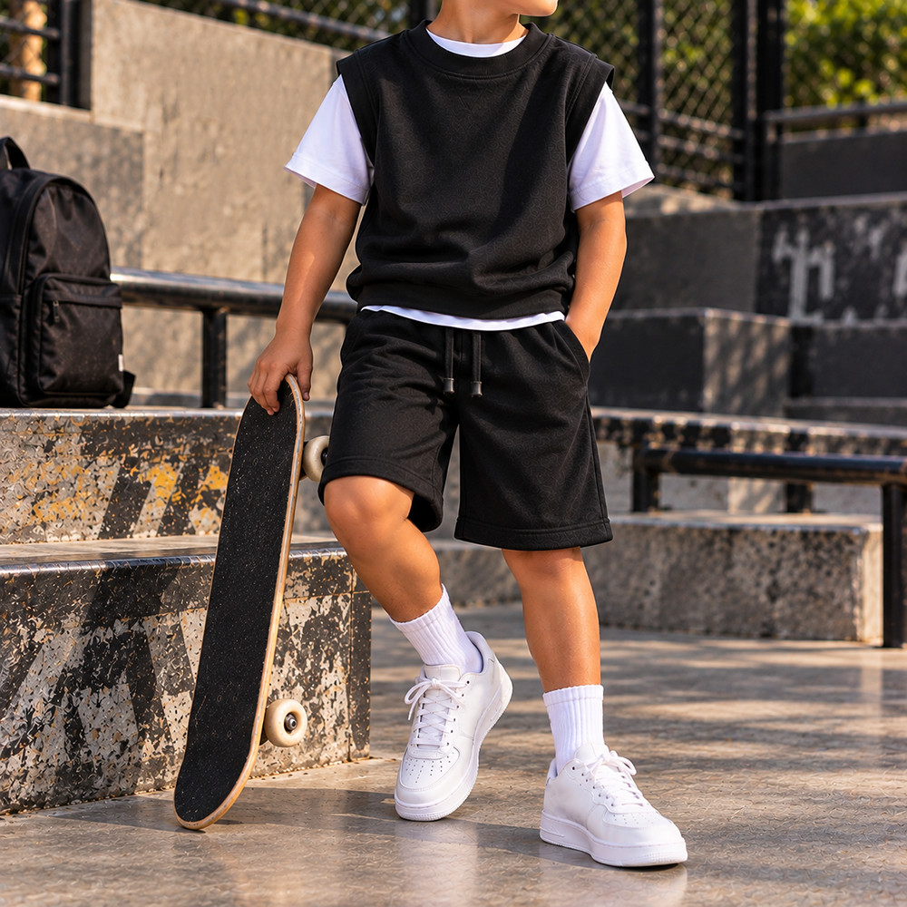 Kit 3 peças Conjunto Jovens 3 peças conjunto masculino Infant5il Colete masculino infantil Moda juvenil Camisa