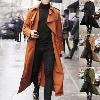 Trench Coat Casual Masculino Com Peito Duplo E Jaqueta Longa De Inverno .