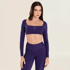 Cropped Precision Roxo Mulberry Purple Canelado Com Bojo