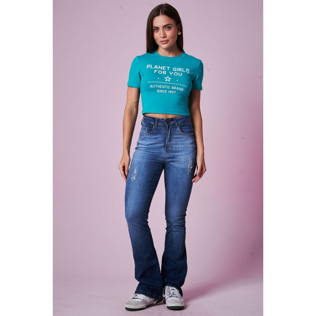 Blusa Cropped Since 1997 Planet Girls Verde · foto 2
