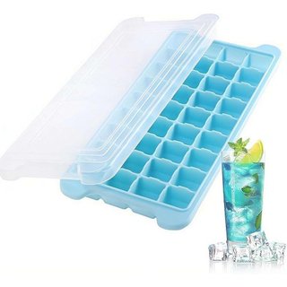 Formas de silicone para cubos de gelo com tampas, moldes para cubos de fácil remoção