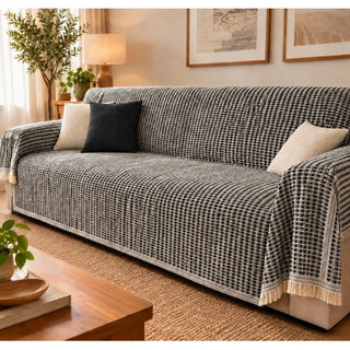 Manta Para Sofa Gigante Retrátil Canto e Fixo 100% Algodao - Algodão Preto