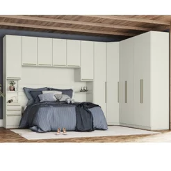 Quarto Modulado Completo Casal 7 Peças 12 Portas 9 Gavetas Predileto Bege/Areia HP