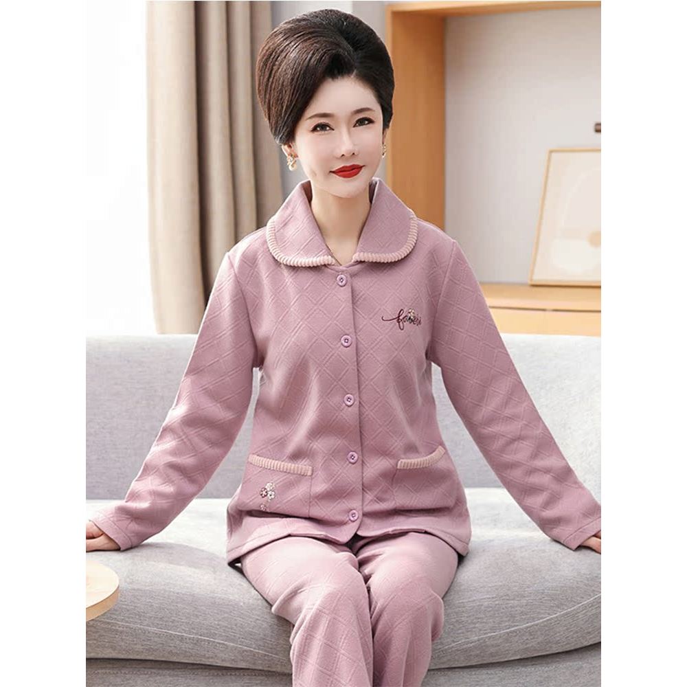Fenteng Ke'an ar algodão Interlayer pijamas senhoras Cardigan primavera outono inverno puro algodão acolchoado outono in