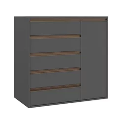 Cômoda Multiuso 5 Gavetas e 1 Porta 100% MDF Select Titânio