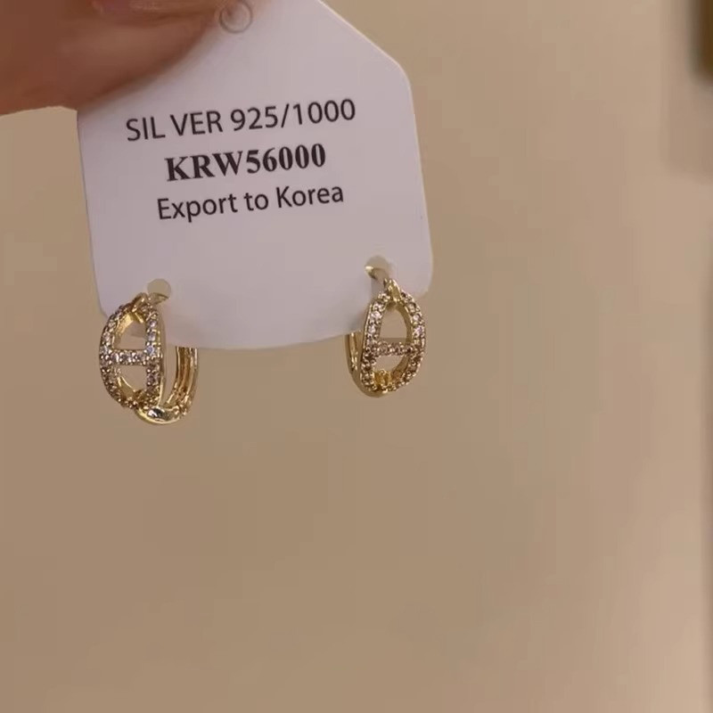 Moda luz luxo diamante-cravejado porco nariz brincos simples All-Match brincos estilo legal nicho Design brincos 2025 no