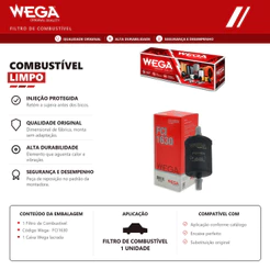 Filtro de Combustível Logan 2007 até 2026 Wega FCI-1630 Original