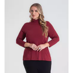 Blusa Manga 7/8 Viscotorcion Plus Size Secret Glam Vermelho