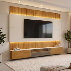 Estante para TV e Home Theater até 90 Polegadas 100% MDF com LED com Vidro Reflecta 227CMX251,5cm Soberano Marrom