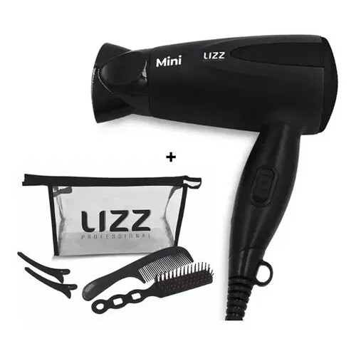 Secador De Cabelo Dobrável Lizz Mini Preto 1200W Bivolt