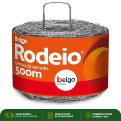 Arame Farpado Belgo Rodeio 500 Metros Galvanizado 1,60mm 350 kgf Cerca Rural