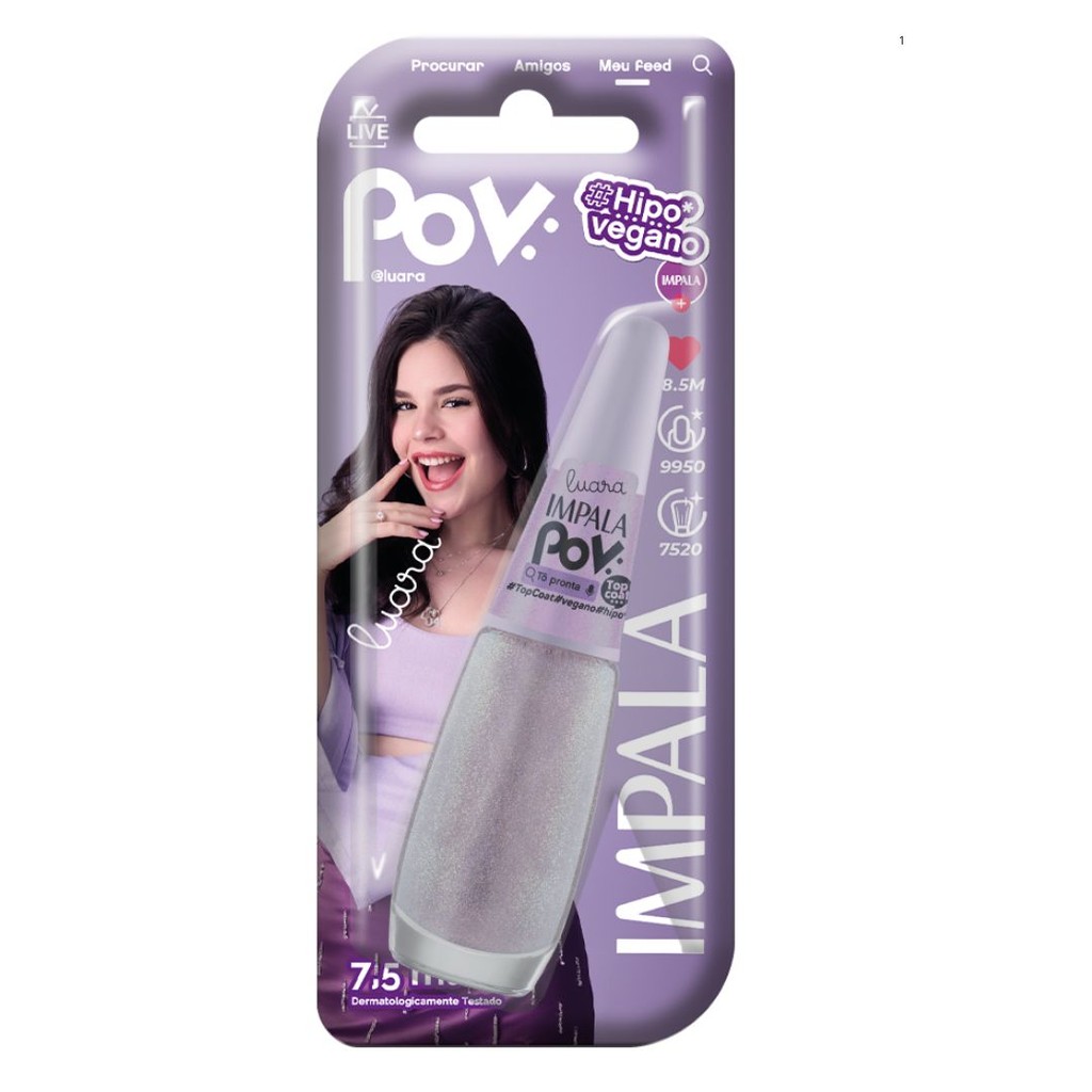 Esmalte Impala Top Coat Pov Glitter 7,5ml Tô Pronta