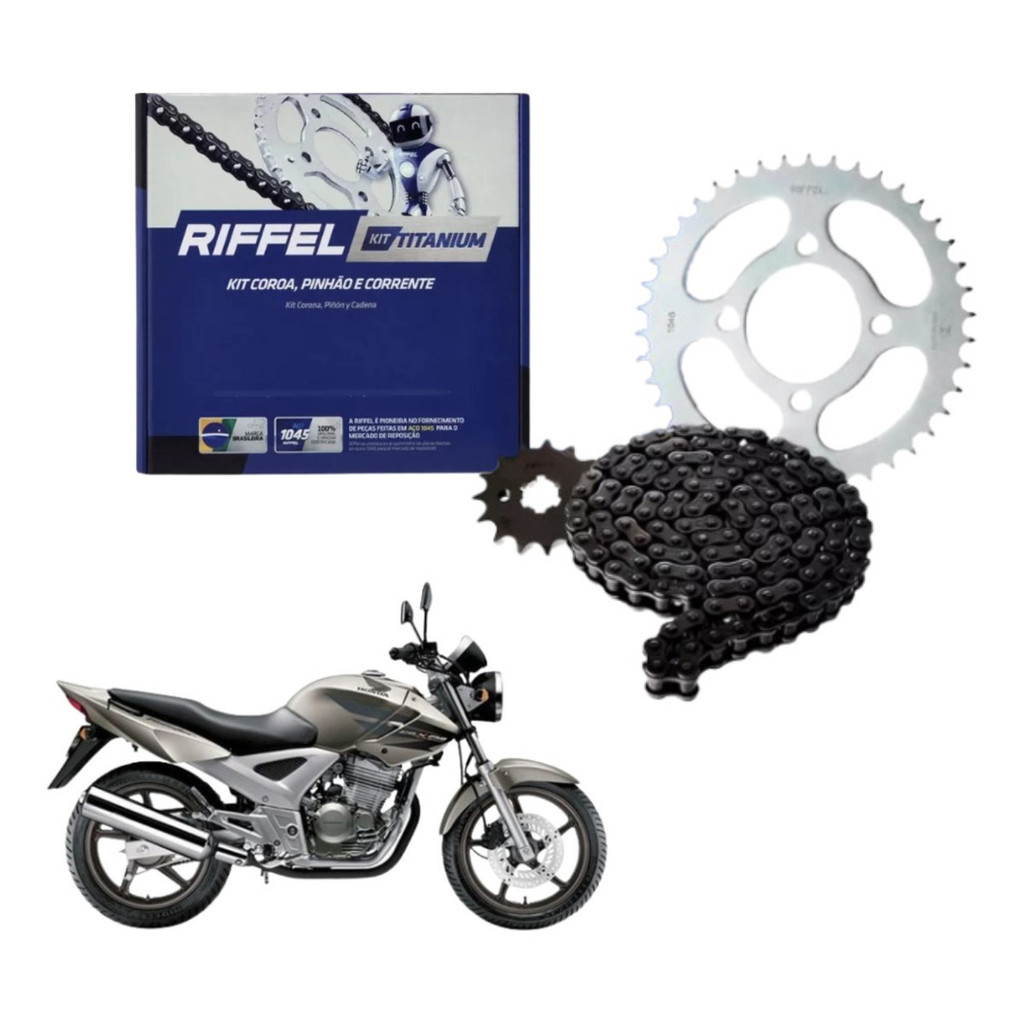 Kit Relação Transmissão Tração Cbx 250 Twister 2001 2002 2003 2004 2005 2006 A 2008 Original Riffel