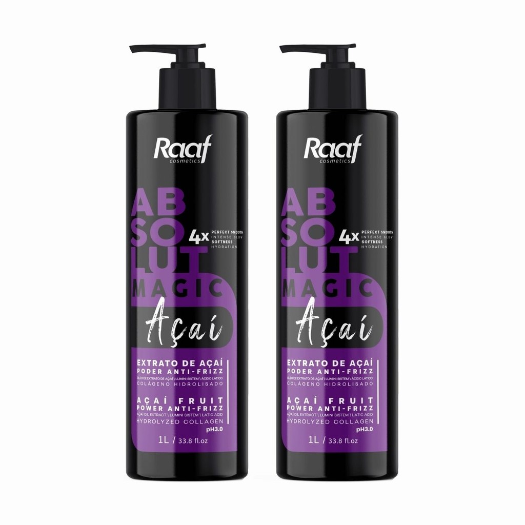 Kit Selante Capilar Progressiva Profissional Poder Anti-Frizz Matizador Absolut Açaí Raaf 1L- 2 unid