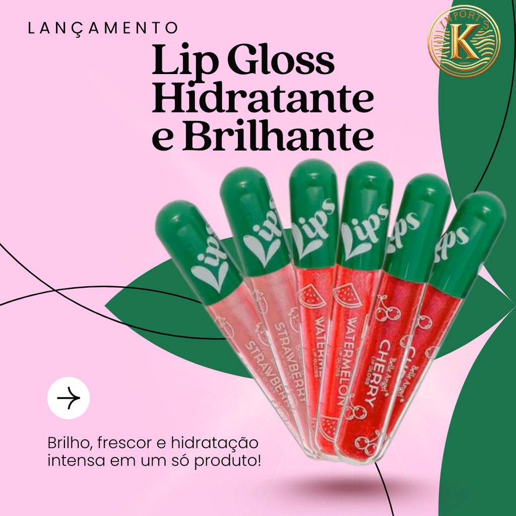 Lip Gloss Cheirinho Frutas Brilho Labial Hidratante