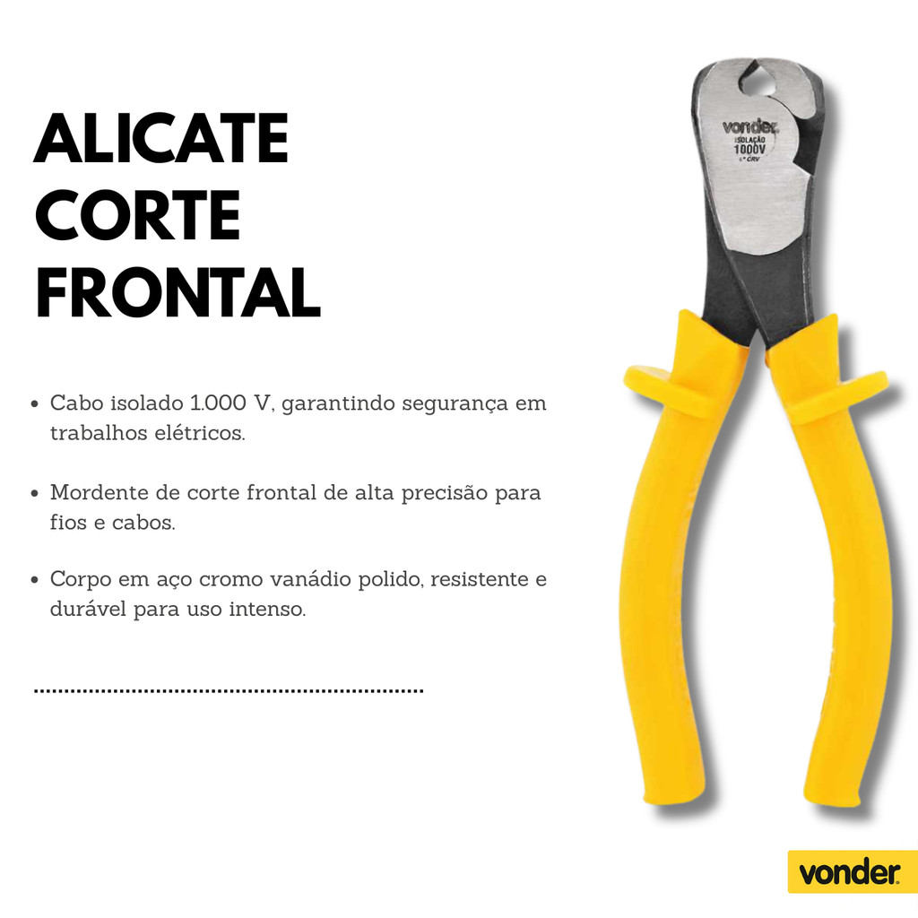 Alicate de Corte Frontal 6" Vonder – Isolado 1000V Profissional