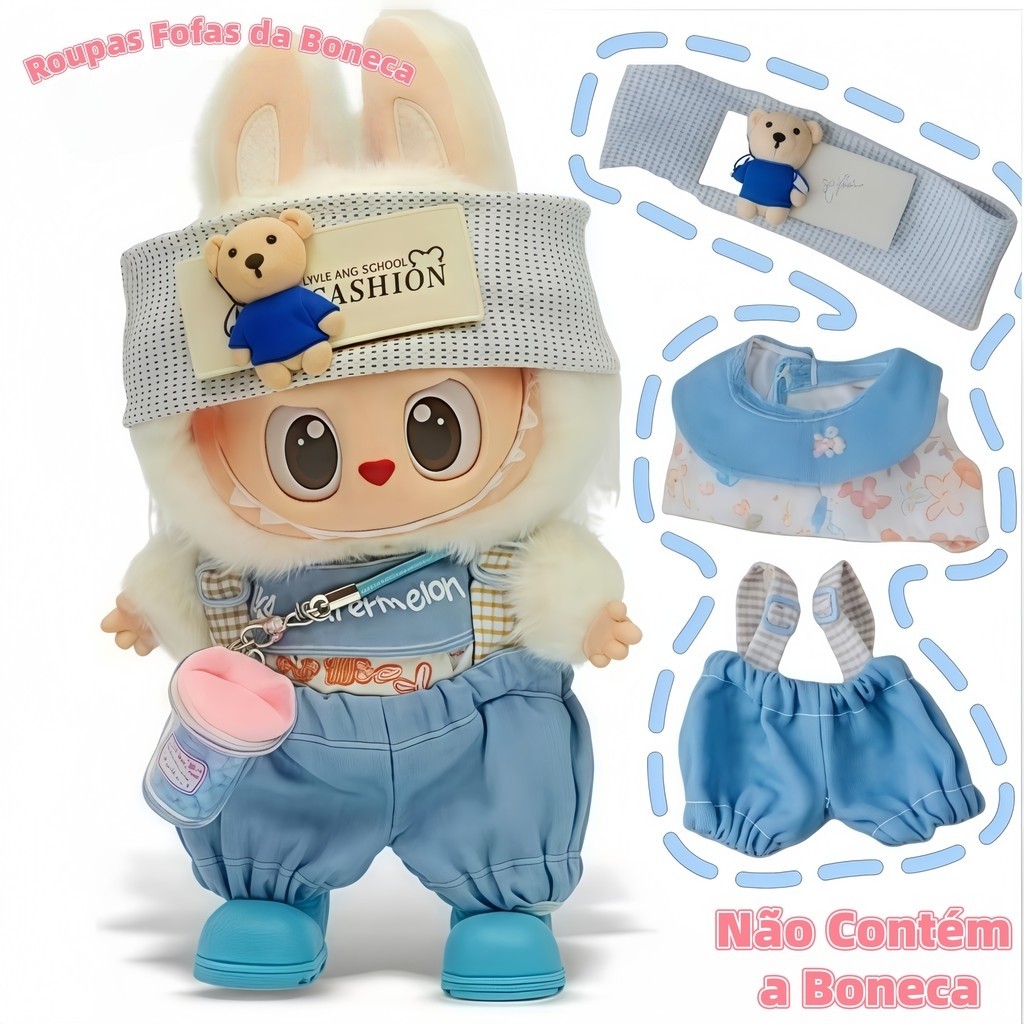 PROMOÇÃO! Festa das Crianças (Somente Roupas) Kit de Roupas Bonitas Exclusivo para Boneca Labubu de 17cm em Oferta na Shopee