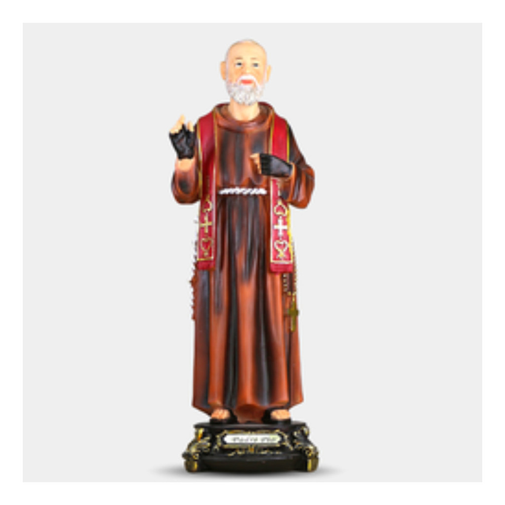 Estátua Padre Pio 32cm Artesanal Santo Das Curas E Milagres