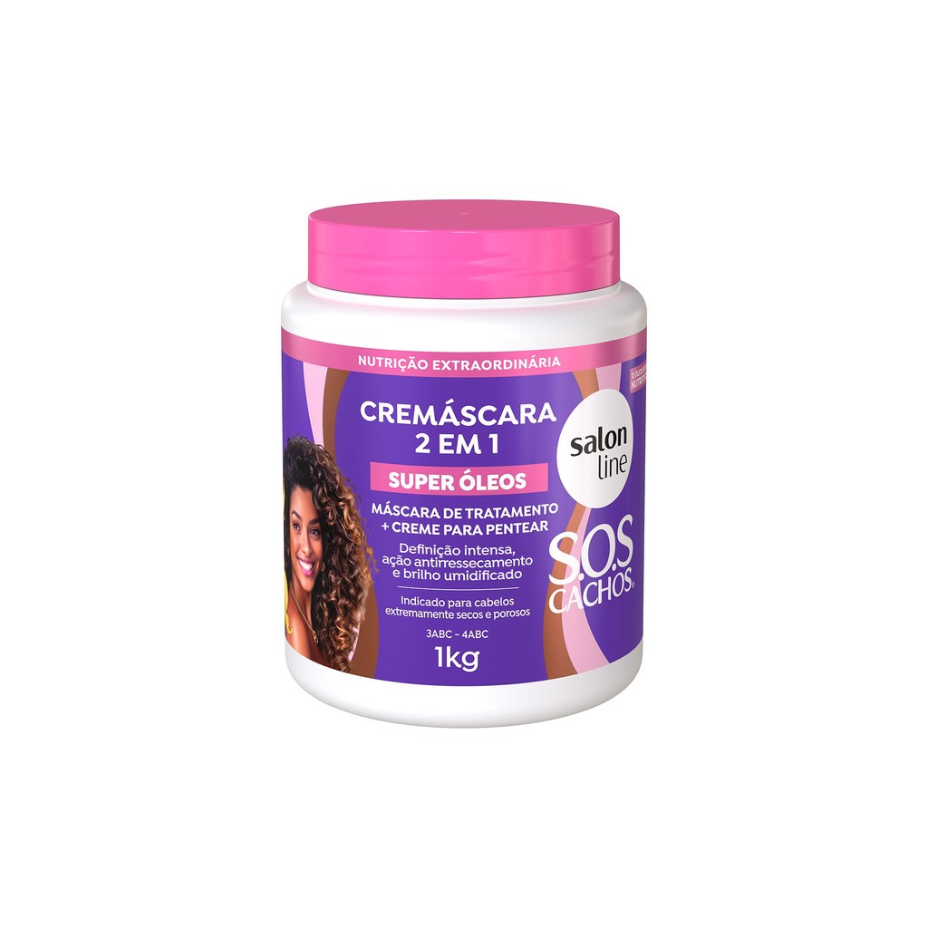 Cremáscara 2 em 1 SOS Cachos Super Óleos Salon Line 1kg em Oferta na Shopee