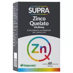 Supra Zinco Quelato - 29,59mg 60 Cápsulas - Herbamed