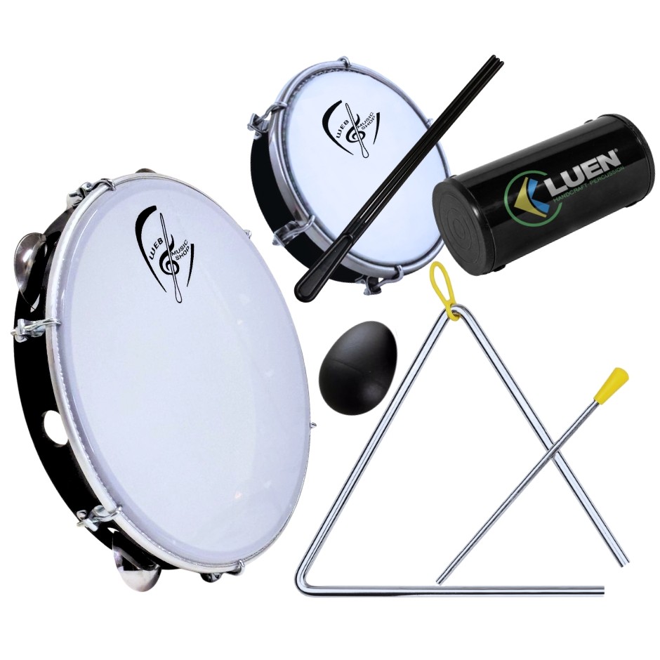 Pandeiro Profissional ABS 10 Pol. Leitosa + Kit Percussão Web Music Shop