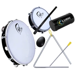 Pandeiro Profissional ABS 10 Pol. Leitosa + Kit Percussão Web Music Shop