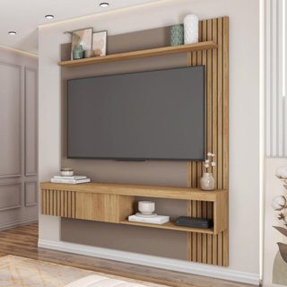 Painel para TV até 55 Polegadas com Ripado Moon Buriti/Fendi em Oferta na Shopee
