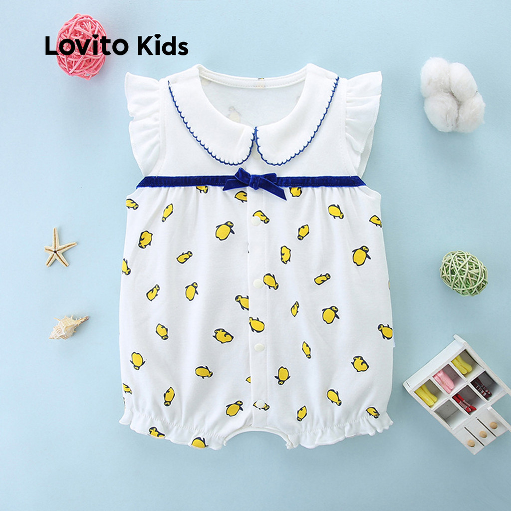 Detalhes do Lovito Kids Body de Bebê Fofo com Laço Botões e Bloqueio de Cores Perfeito para a primavera/verão LNL119149