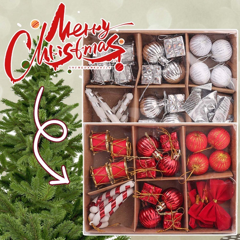 24 Pçs Encaixotado Feliz Natal Série Grinalda DIY Pendurado Ornamento Presente Pingentes Decorativos Conjunto Árvore De 