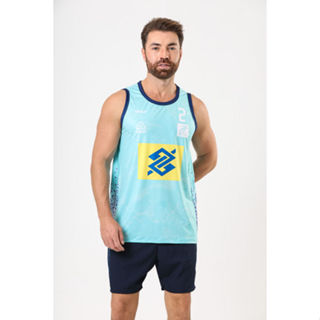 Regata Vôlei De Praia Brasil Oficial Masculina Verde Água Volt em Oferta na Shopee
