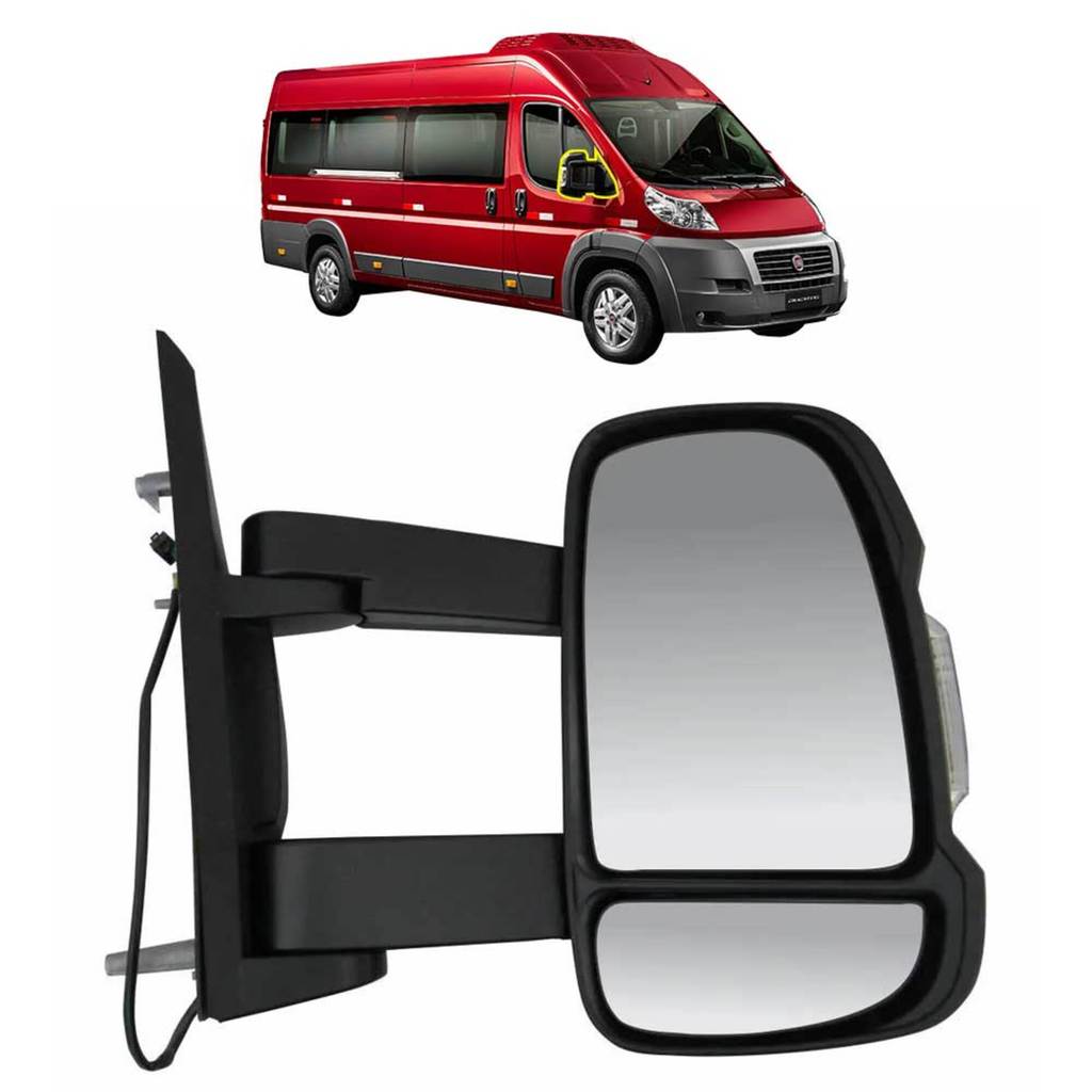 RETROVISOR DIREITO MANUAL HASTE LONGA FIAT DUCATO 2.3 16V EURO 5 2018 A 2023 CHASSIS 53229489