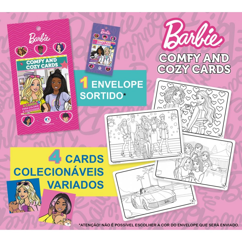 Livro Barbie - Comfy and Cozy 4 Cards para colorir e colecionar em Oferta na Shopee
