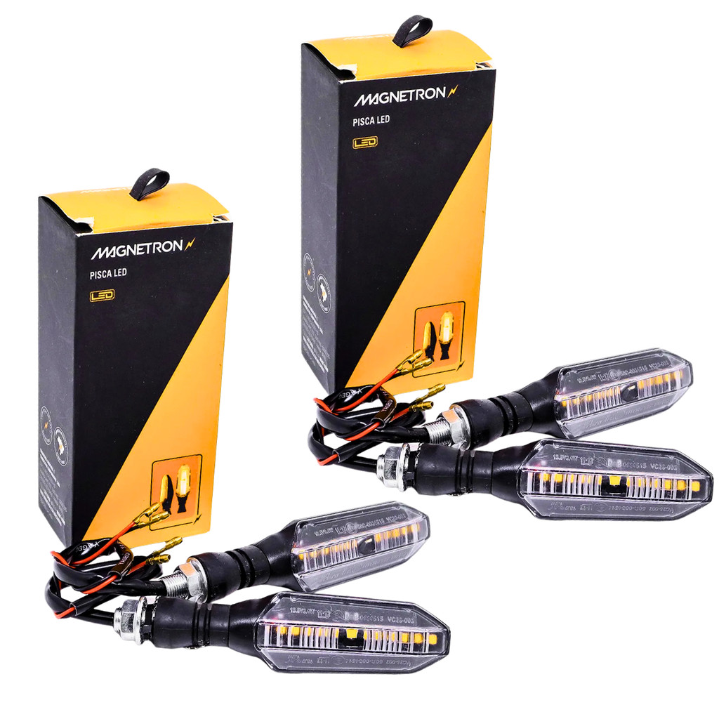 Kit com 4 piscas seta universal moto 12v original Magnetron em Oferta na Shopee