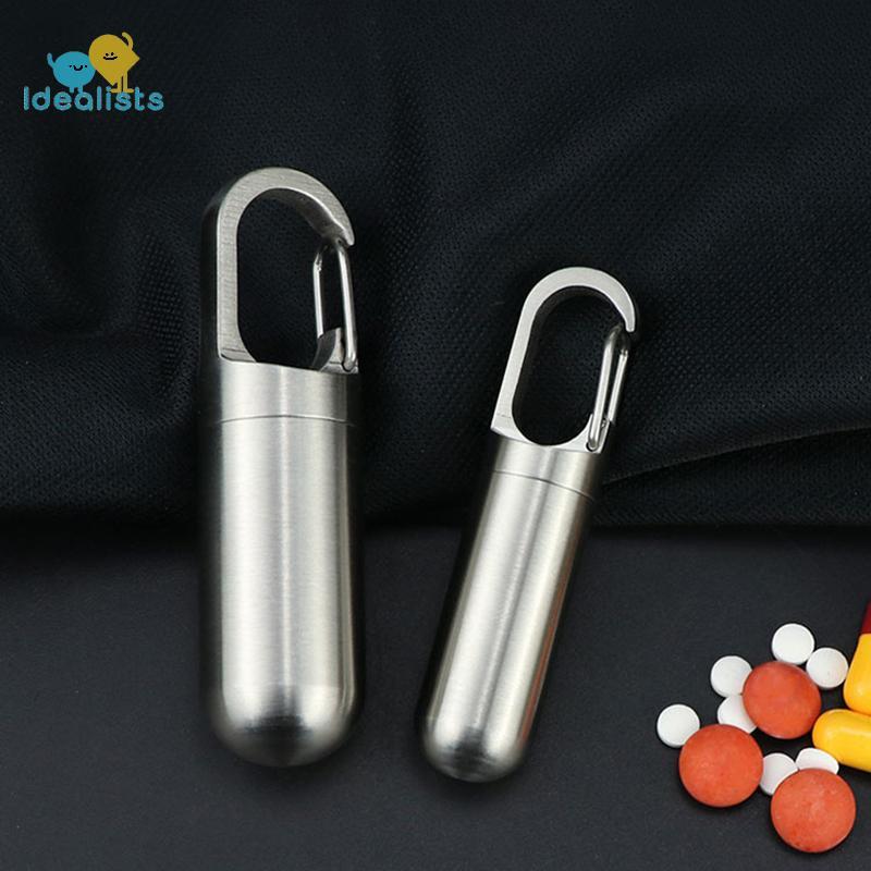 Idealistas Portátil De Aço Inoxidável Selado Cápsula À Prova Dwaterproof Água Caixa Pílula Acampamento Primeiros Socorro
