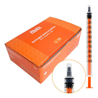 Seringa Insulina Luer Slip 1ml sem agulha Medix Zero Resíduo Cx 100 Un 1 Ml