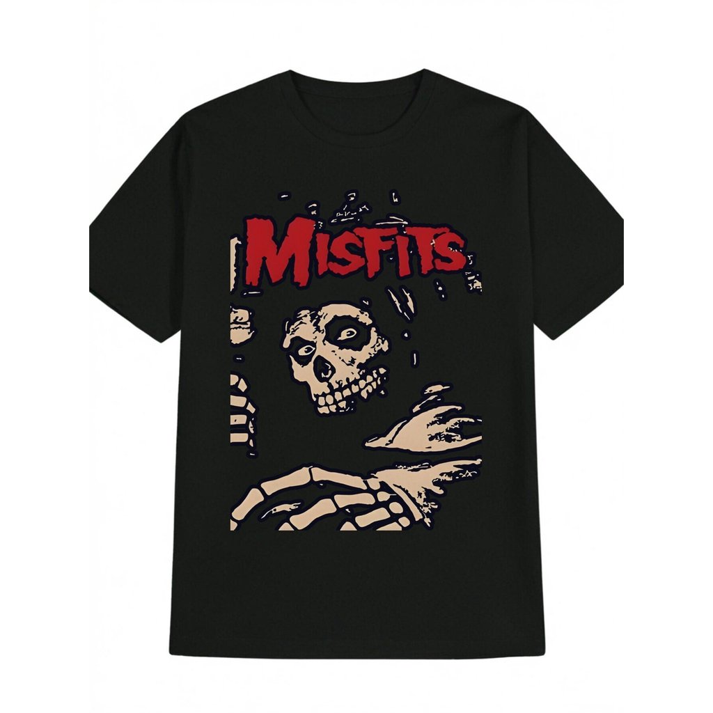 Camiseta Unissex Masculina e Feminina Misfits Vintage Y2K Anime Horror Humor Sombrio Banda Estampada Confortável Estilos