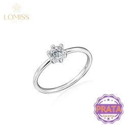 Anel Feminino Prata 925 Solitário Zircônia Cravejado Redondo Vários Tamanhos - Presente Compromisso