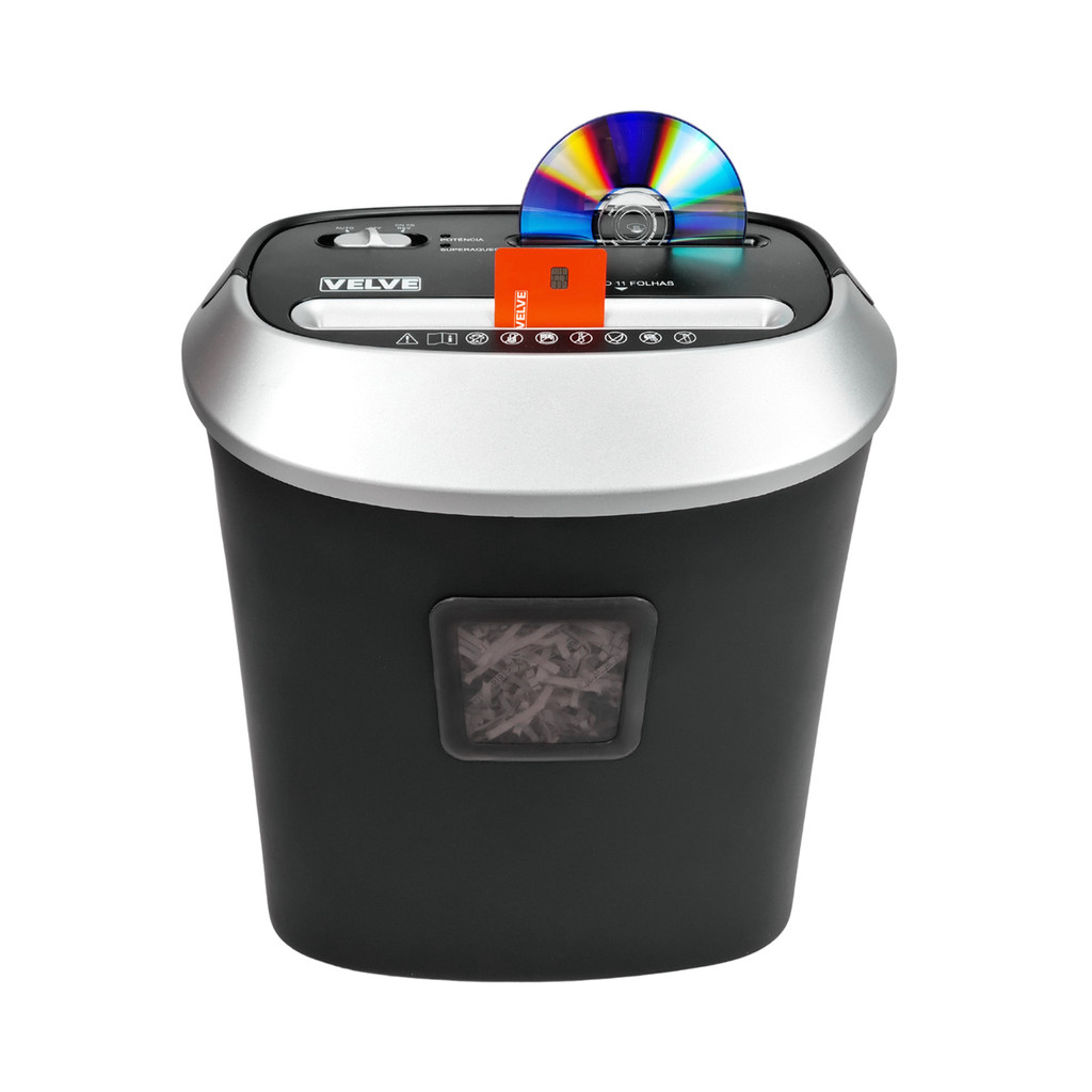 Fragmentadora 11 Folhas Papel CD Cartão 22L Trituradora Picotadora VELVE FR3