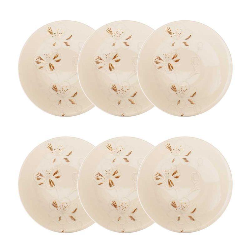 Jogo de 6 Pratos Fundos 20,5 cm Oxford Unni Orquídea em Oferta na Shopee