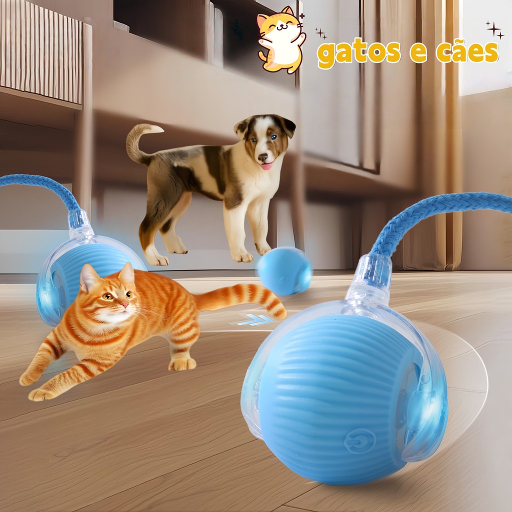 Brinquedo Interativo para Gatos com Bola Rolante Automática e Brinquedo Elétrico para Treinamento de Cães
