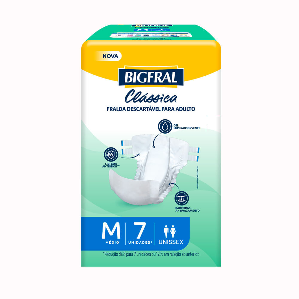 Fralda Bigfral Clássica Tamanho M com 7 Unidades em Oferta na Shopee