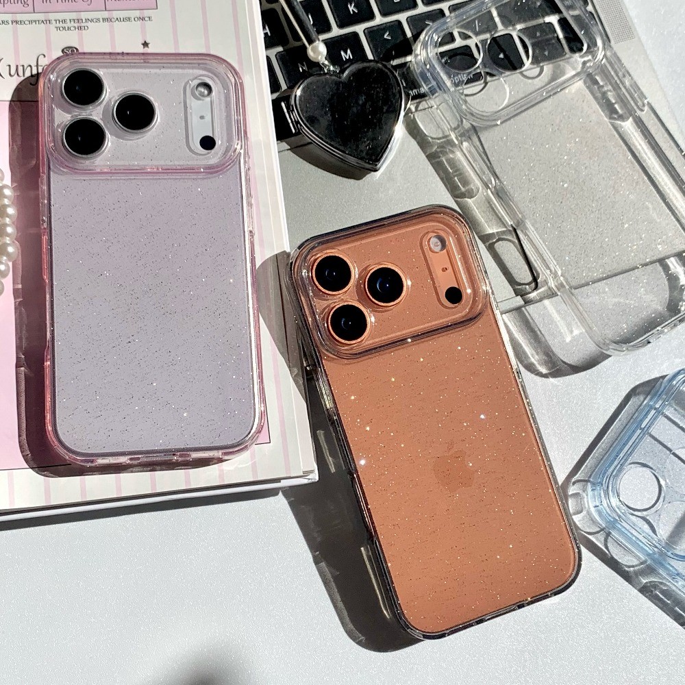 Capa De Telefone Transparente Com Glitter Para Iphone 17 15 13 12 14 16 Pro Max 15 Plus De Cor Clara em Oferta na Shopee